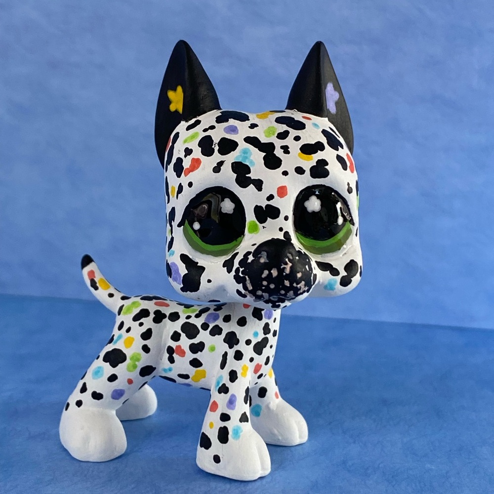 Littlest Pet Shop LPS One of A Kind Custom Rainbow Dalmatian Great Dane